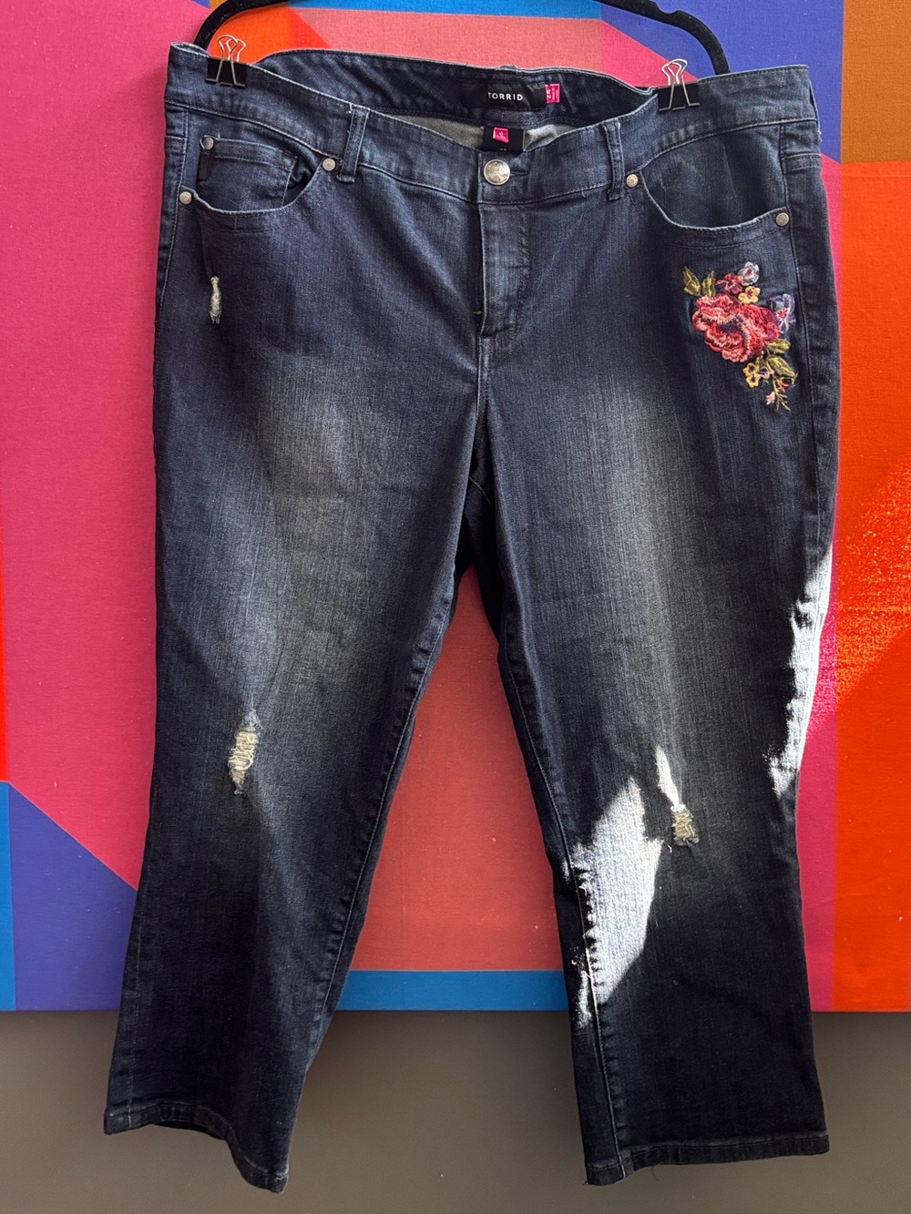 torrid Dark Wash Bootcut Jeans with Floral Embroidery